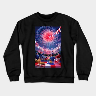 Fourth of July Patriotic Design Watching Fireworks Crewneck Sweatshirt